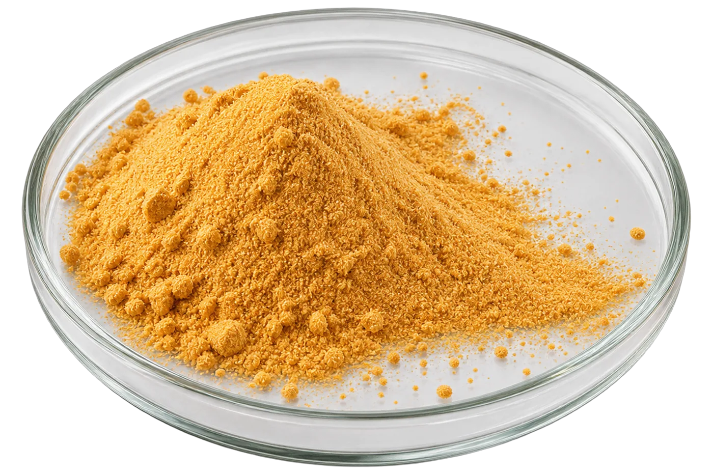 Polvo de suero Harvest sabor maracuyá en un plato de vidrio