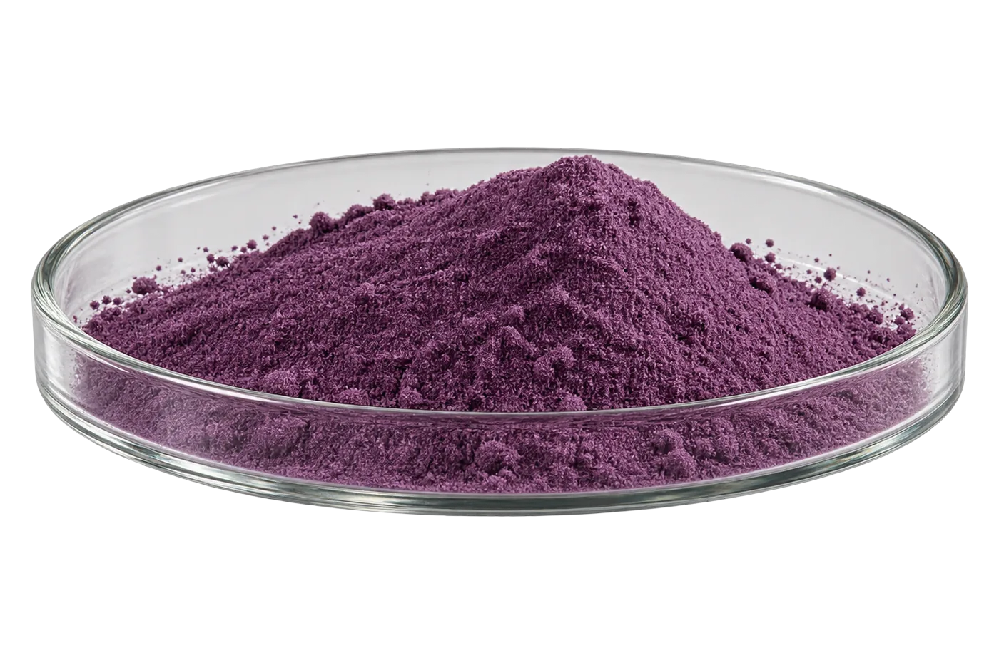 Polvo de suero Harvest sabor uva en un plato de vidrio